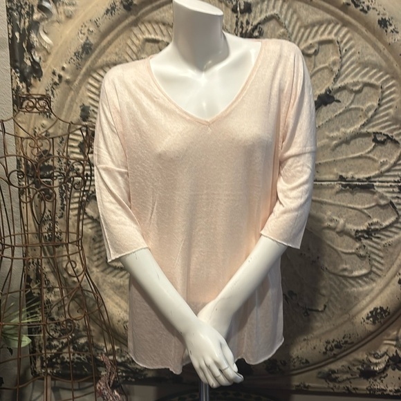 Champagne vneck blouse by Nostalgia - Picture 1 of 12